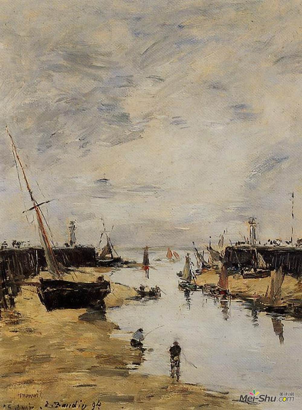 尤金·布丹(Eugene Boudin)高清作品《Trouville. The Jettys Low Tide.》