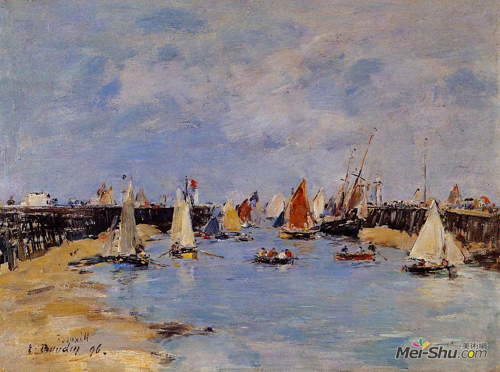 尤金·布丹(Eugene Boudin)高清作品《Trouville. The Jettys Low Tide.》