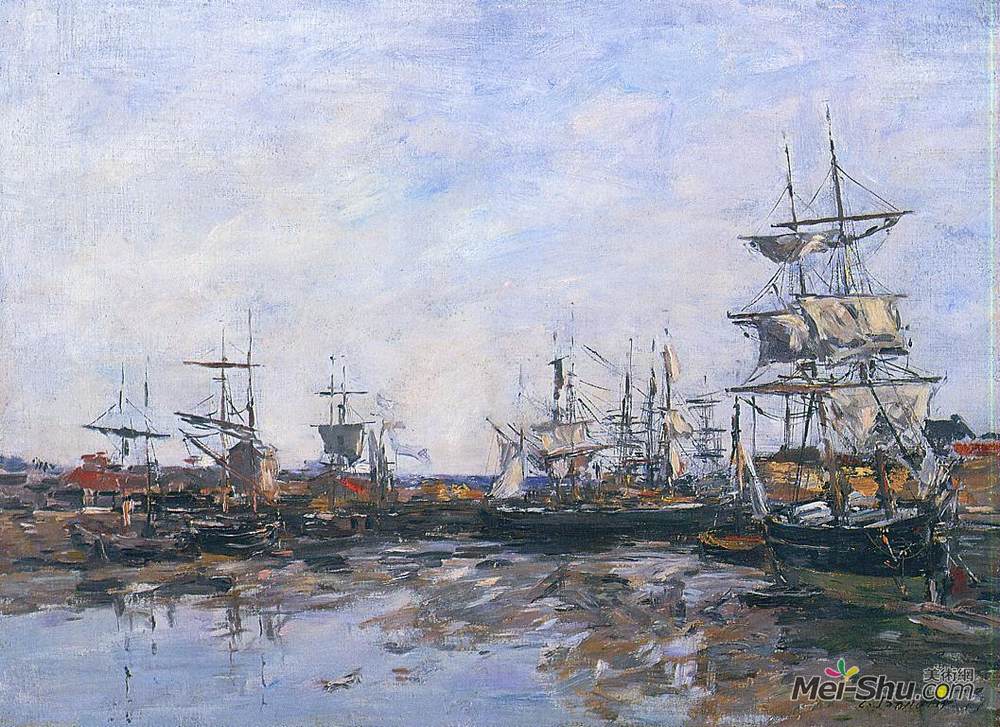 尤金·布丹(Eugene Boudin)高清作品《特鲁维尔，低潮港》