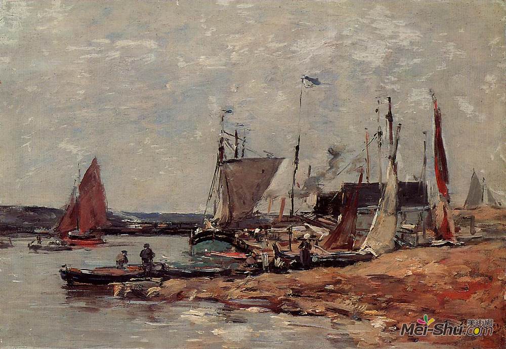 尤金·布丹(Eugene Boudin)高清作品《特鲁维尔港》