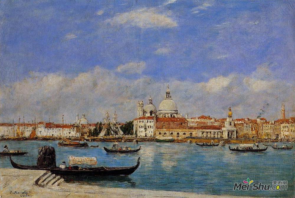 尤金·布丹(Eugene Boudin)高清作品《Venice, The Salute and the Douane, the Guidecca from the Rea》