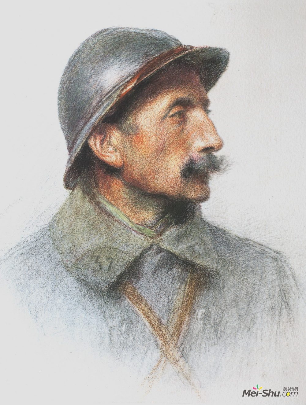 欧仁·本南德(Eugène Burnand)高清作品《Military Types, Fantassin Desvignes from Burgundy》