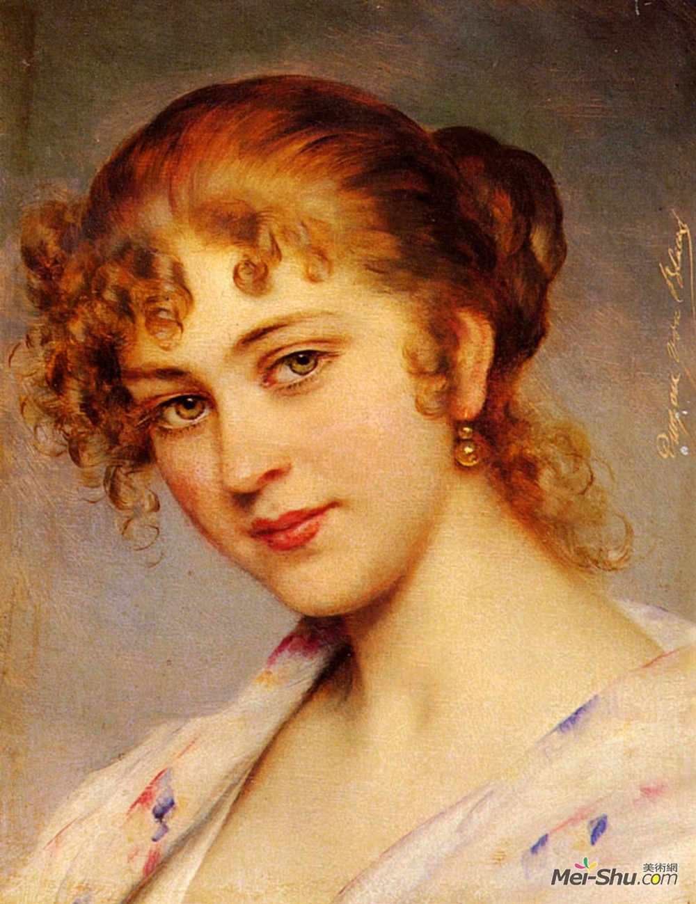 尤金·德·布拉斯(Eugene de Blaas)高清作品《一位年轻女士的肖像》
