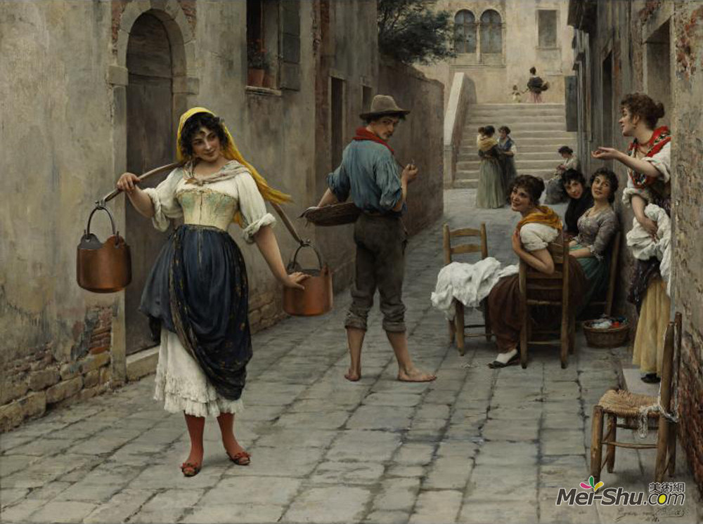 尤金·德·布拉斯(Eugene de Blaas)高清作品《当日渔获量》