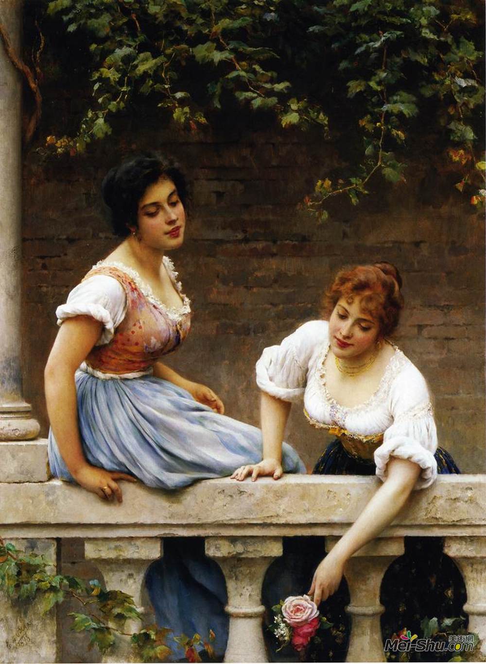 尤金·德·布拉斯(Eugene de Blaas)高清作品《看不见的求婚者》