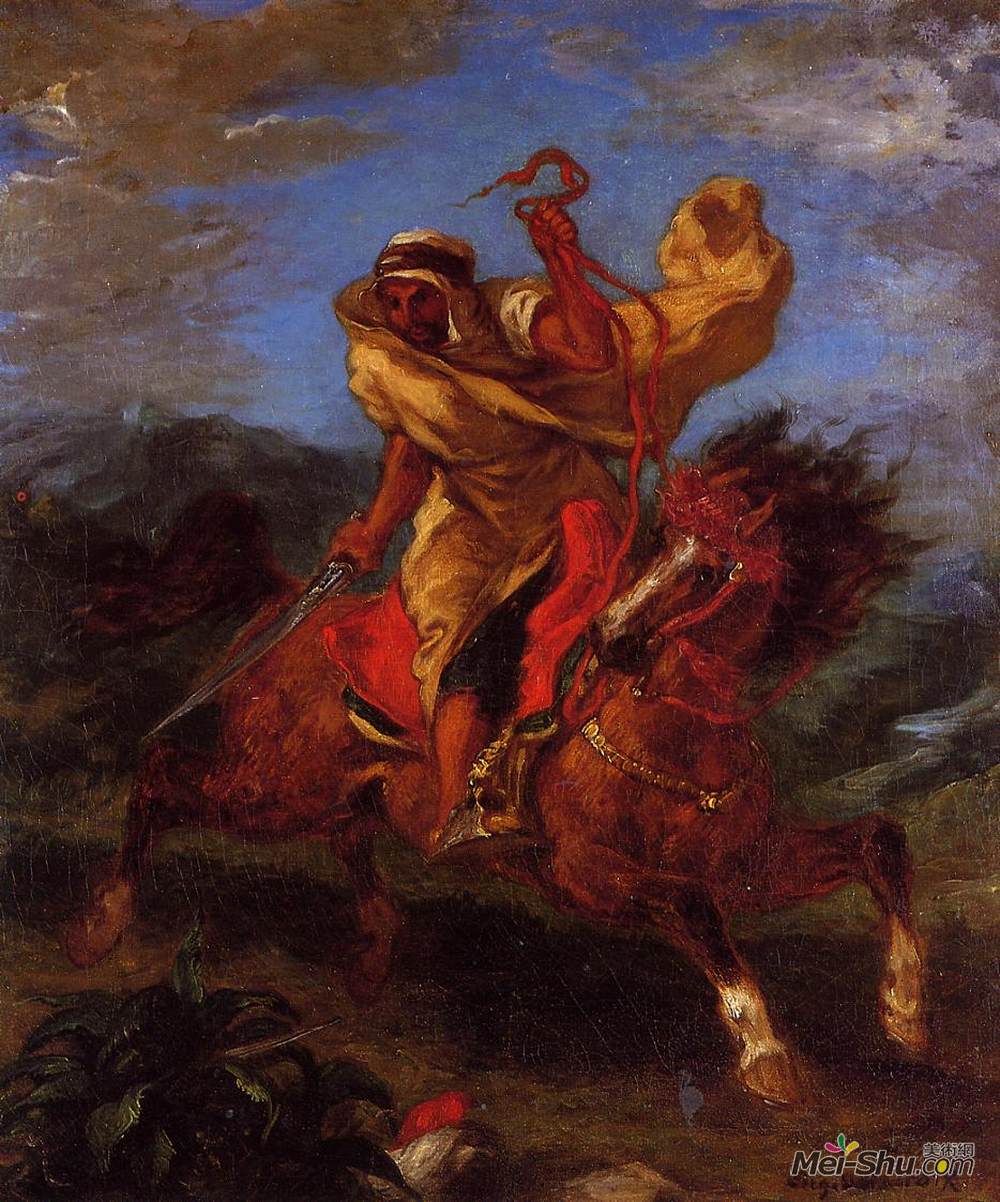 欧仁·德拉克罗瓦(eugene delacroix)高清作品:an arab horseman at