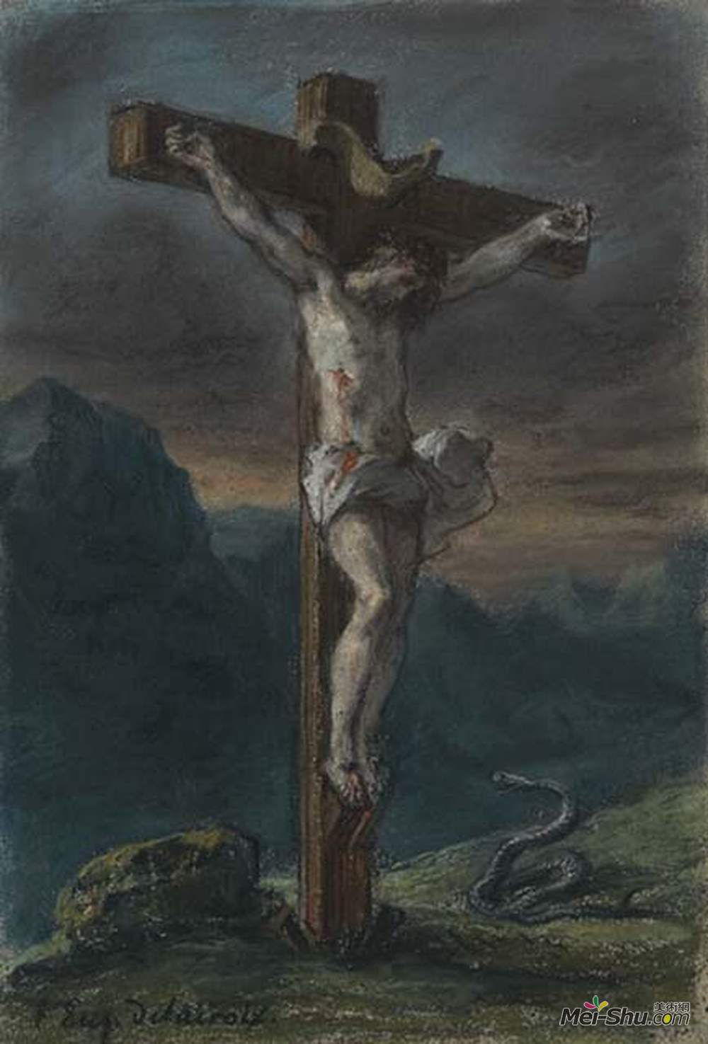 欧仁·德拉克罗瓦(Eugene Delacroix)高清作品《十字架上的基督》