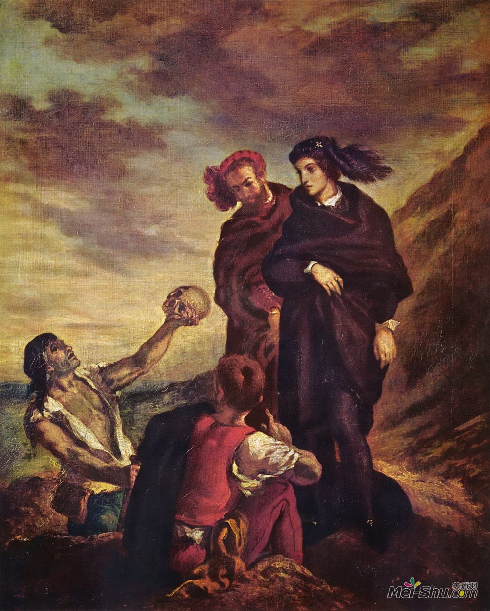 欧仁·德拉克罗瓦(Eugene Delacroix)高清作品《陵墓中的哈姆雷特与霍雷肖》