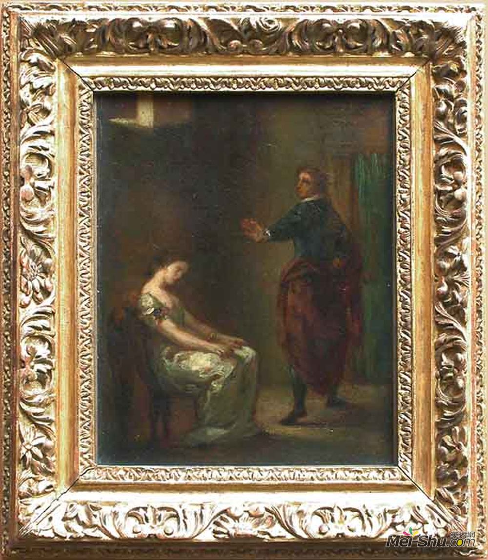欧仁·德拉克罗瓦(Eugene Delacroix)高清作品《哈姆雷特与奥菲莉亚》