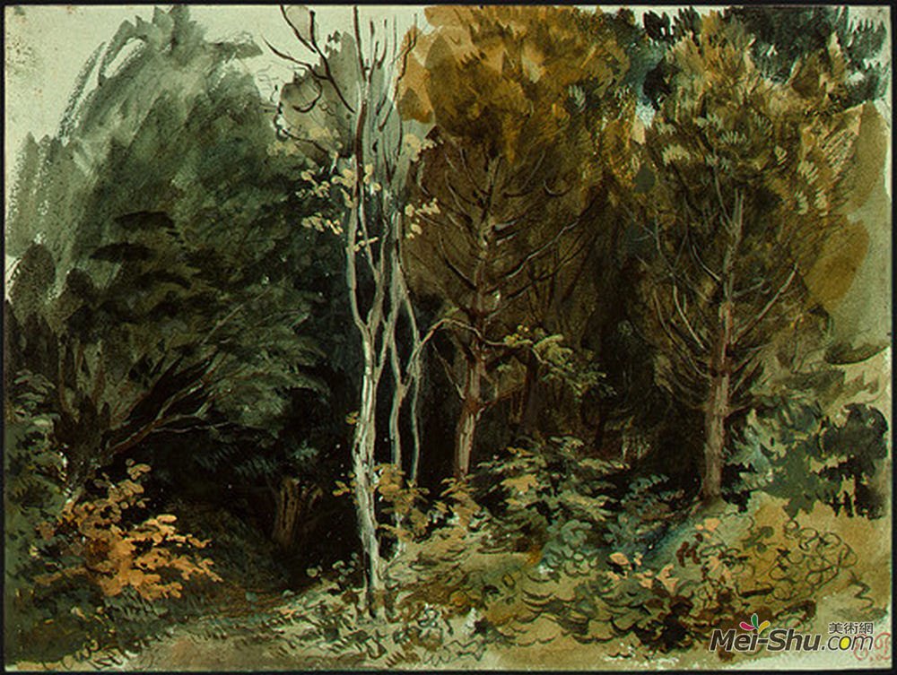 欧仁·德拉克罗瓦(eugene delacroix)高清作品:the edge of a wood at