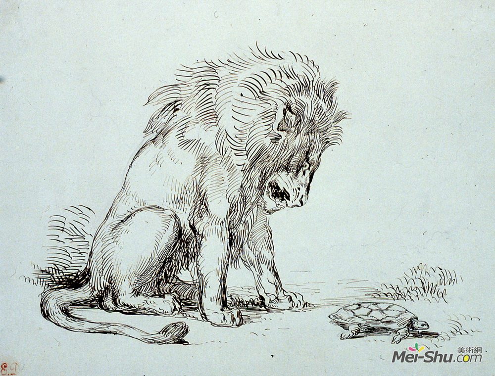 欧仁·德拉克罗瓦(Eugene Delacroix)高清作品《狮子和乌龟》