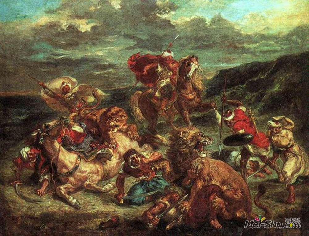 欧仁·德拉克罗瓦(Eugene Delacroix)高清作品《猎狮》