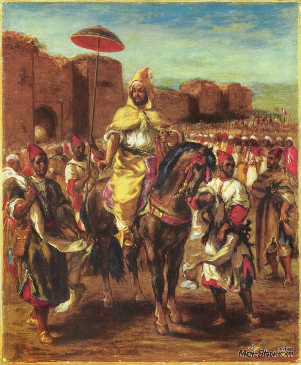 欧仁·德拉克罗瓦(Eugene Delacroix)高清作品《摩洛哥苏丹画像》