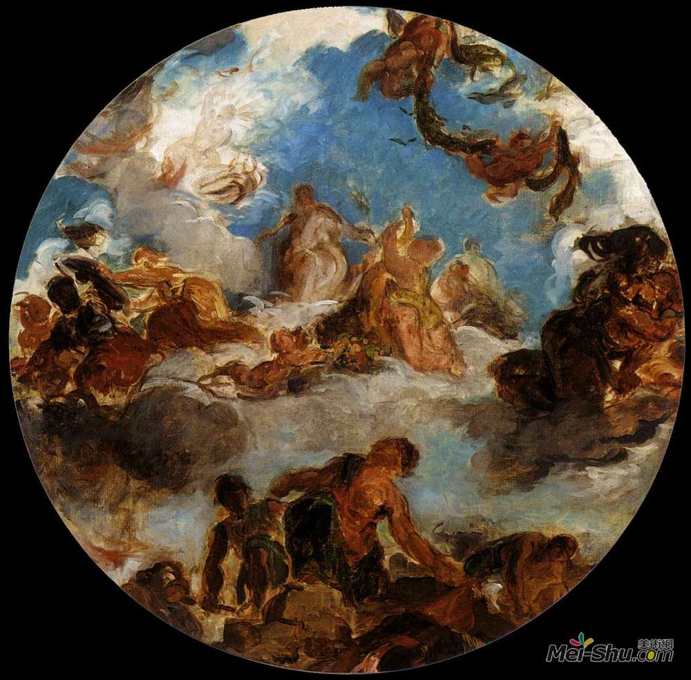 欧仁·德拉克罗瓦(Eugene Delacroix)高清作品《和平素描降临地球》