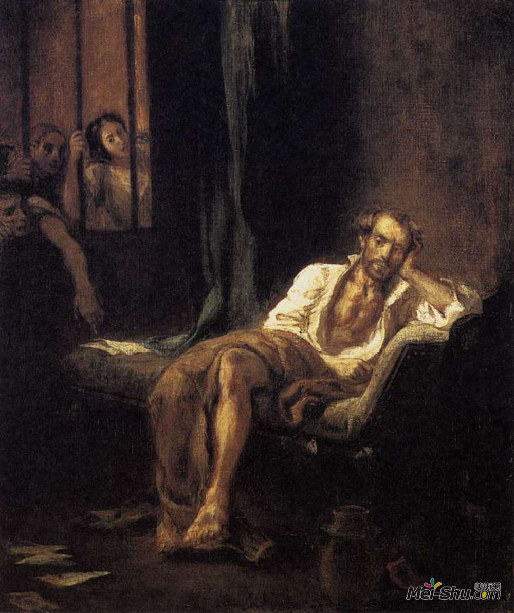 欧仁·德拉克罗瓦(Eugene Delacroix)高清作品《塔索在疯人院》
