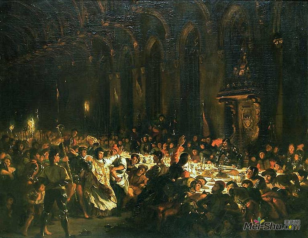 欧仁·德拉克罗瓦(Eugene Delacroix)高清作品《列治主教的暗杀》