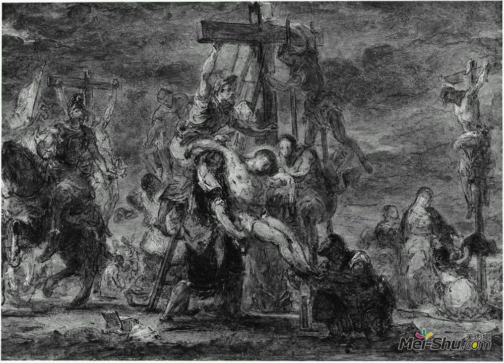 欧仁·德拉克罗瓦(Eugene Delacroix)高清作品《下十字架》