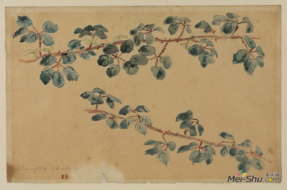 欧仁·德拉克罗瓦(Eugene Delacroix)高清作品《两枝叶》