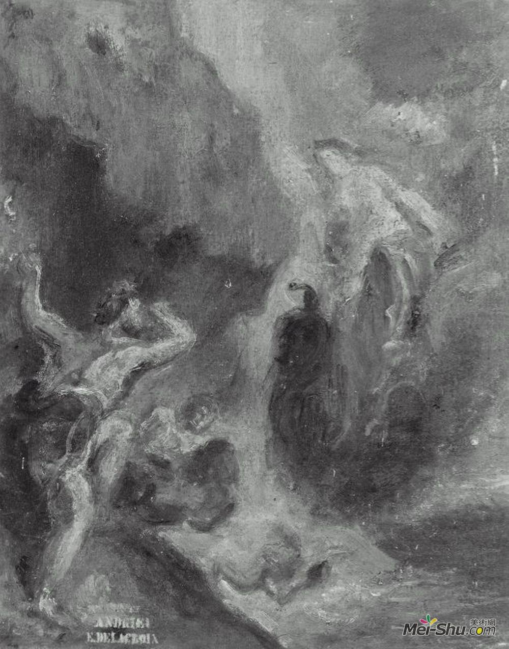 欧仁·德拉克罗瓦(Eugene Delacroix)高清作品《冬季朱诺恳求风神摧毁舰队》