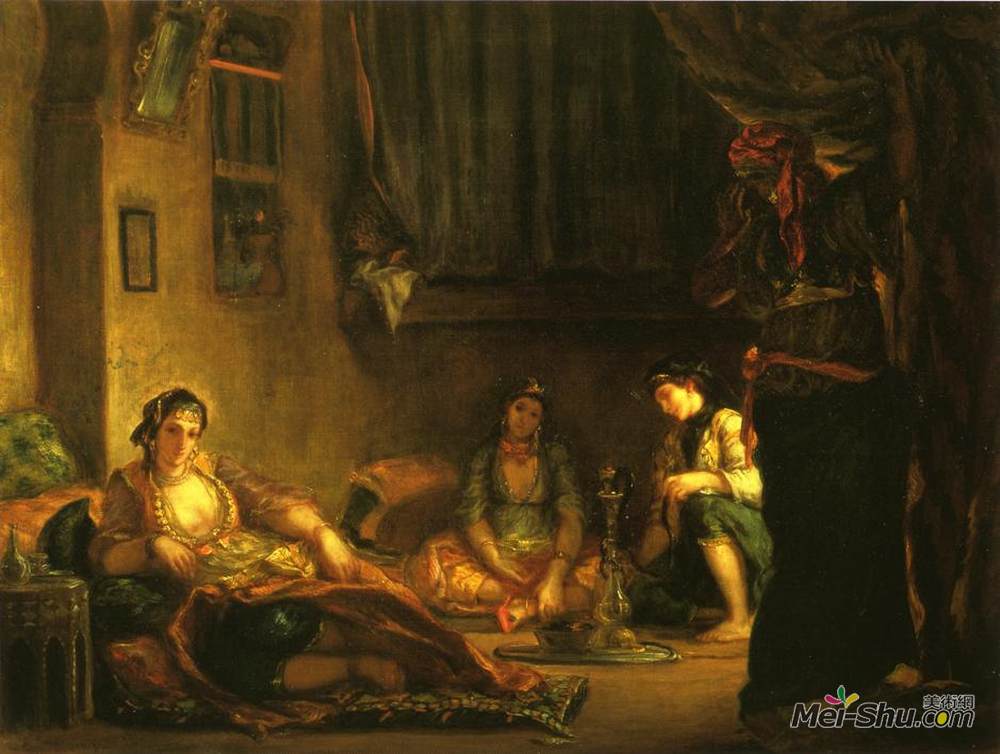 欧仁·德拉克罗瓦(Eugene Delacroix)高清作品《阿尔及尔妇女公寓》