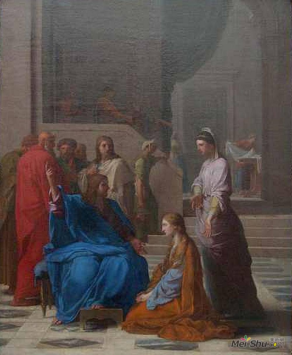 厄斯塔什·勒·叙厄尔(Eustache Le Sueur)高清作品《J&ésus chez Marthe et Marie》