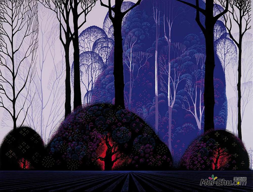 艾文·厄尔(Eyvind Earle)高清作品《紫色桉树》