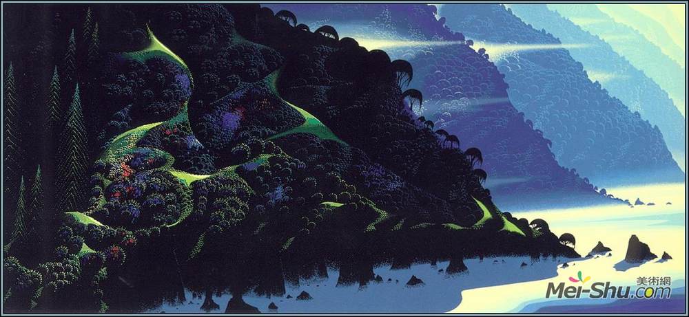 艾文·厄尔(Eyvind Earle)高清作品《蓝色海岸线》