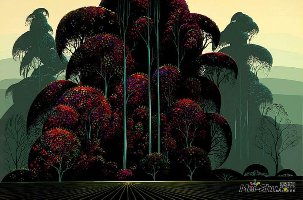 艾文·厄尔(Eyvind Earle)高清作品《绯红秋天》