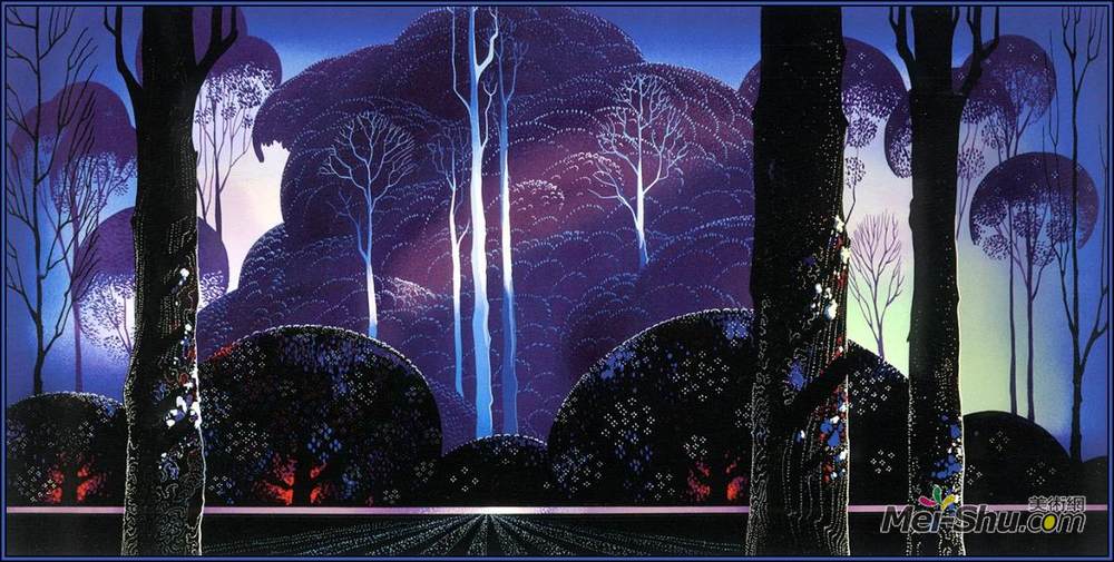 艾文·厄尔(Eyvind Earle)高清作品《紫色日出》