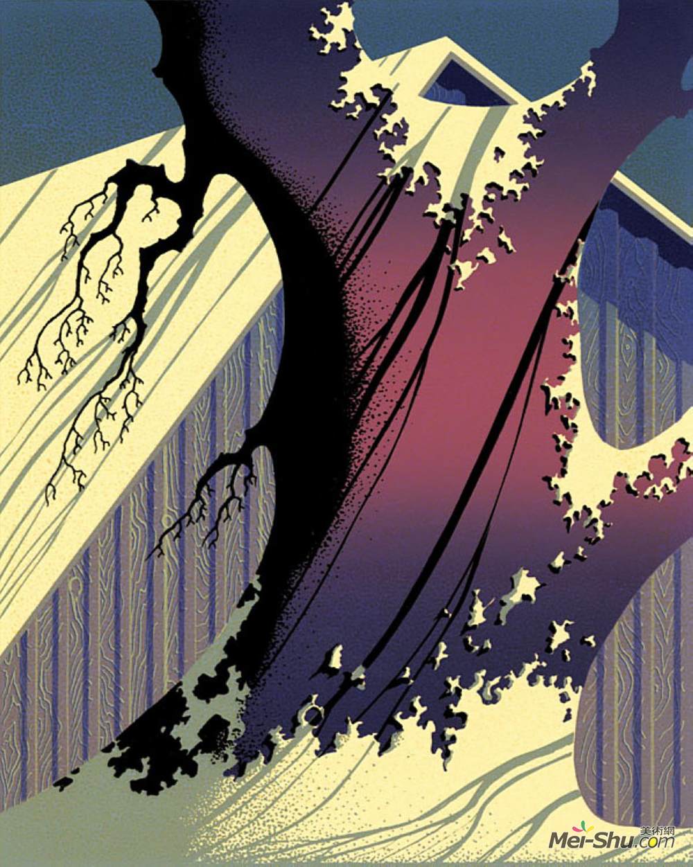 艾文·厄尔(Eyvind Earle)高清作品《紫红色谷仓》