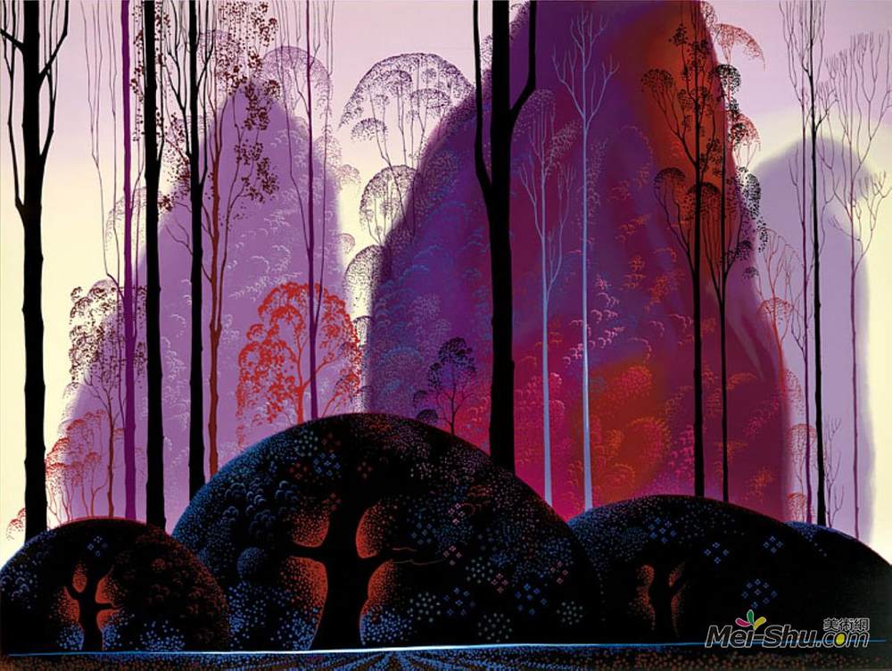 艾文·厄尔(Eyvind Earle)高清作品《紫红色和紫色》