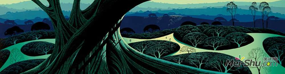 艾文·厄尔(Eyvind Earle)高清作品《月光下的田野》