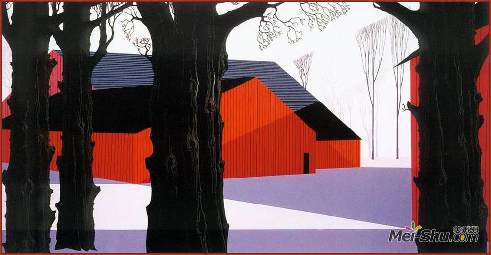 艾文·厄尔(Eyvind Earle)高清作品《红谷仓》