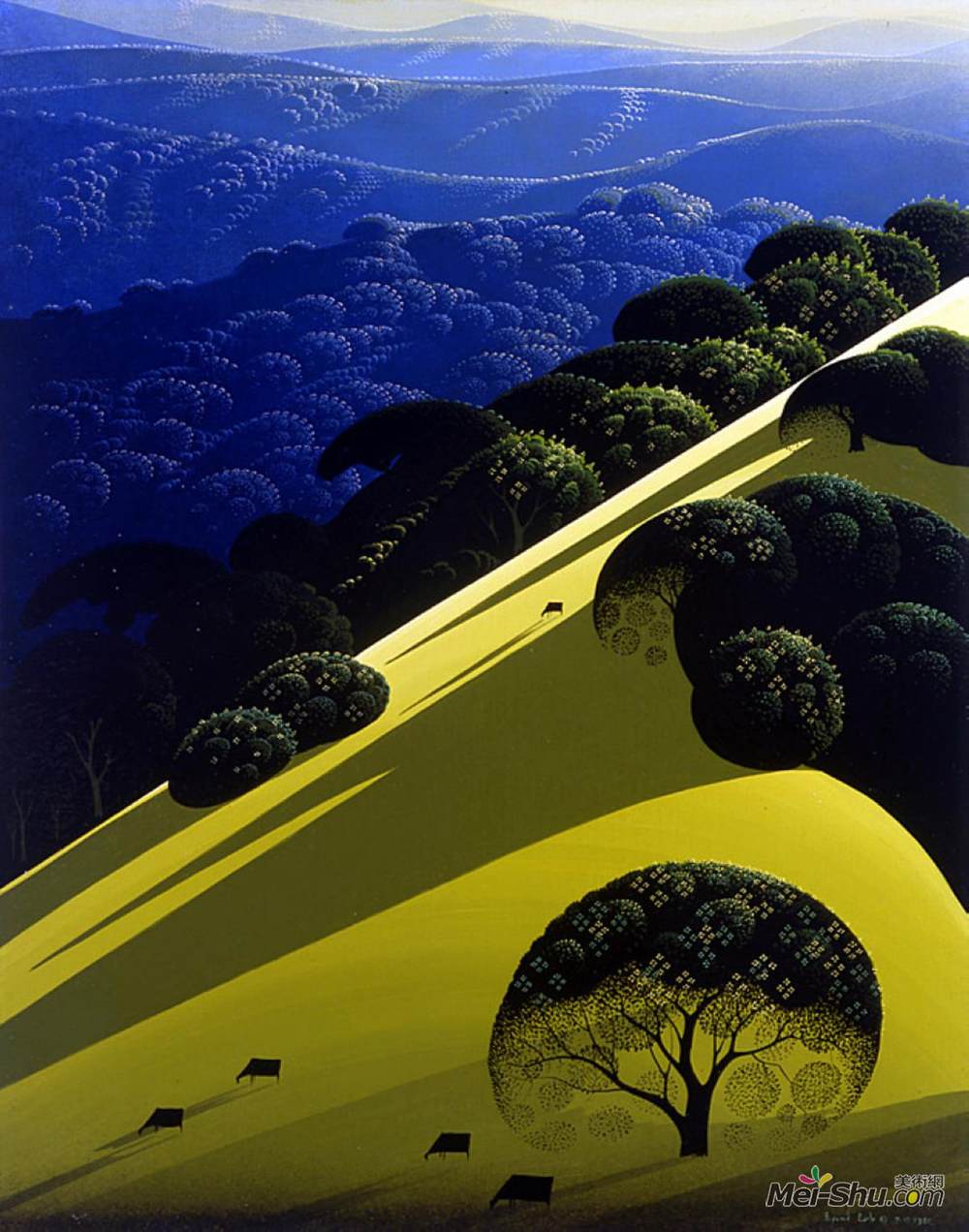 艾文·厄尔(Eyvind Earle)高清作品《蓝山油田》