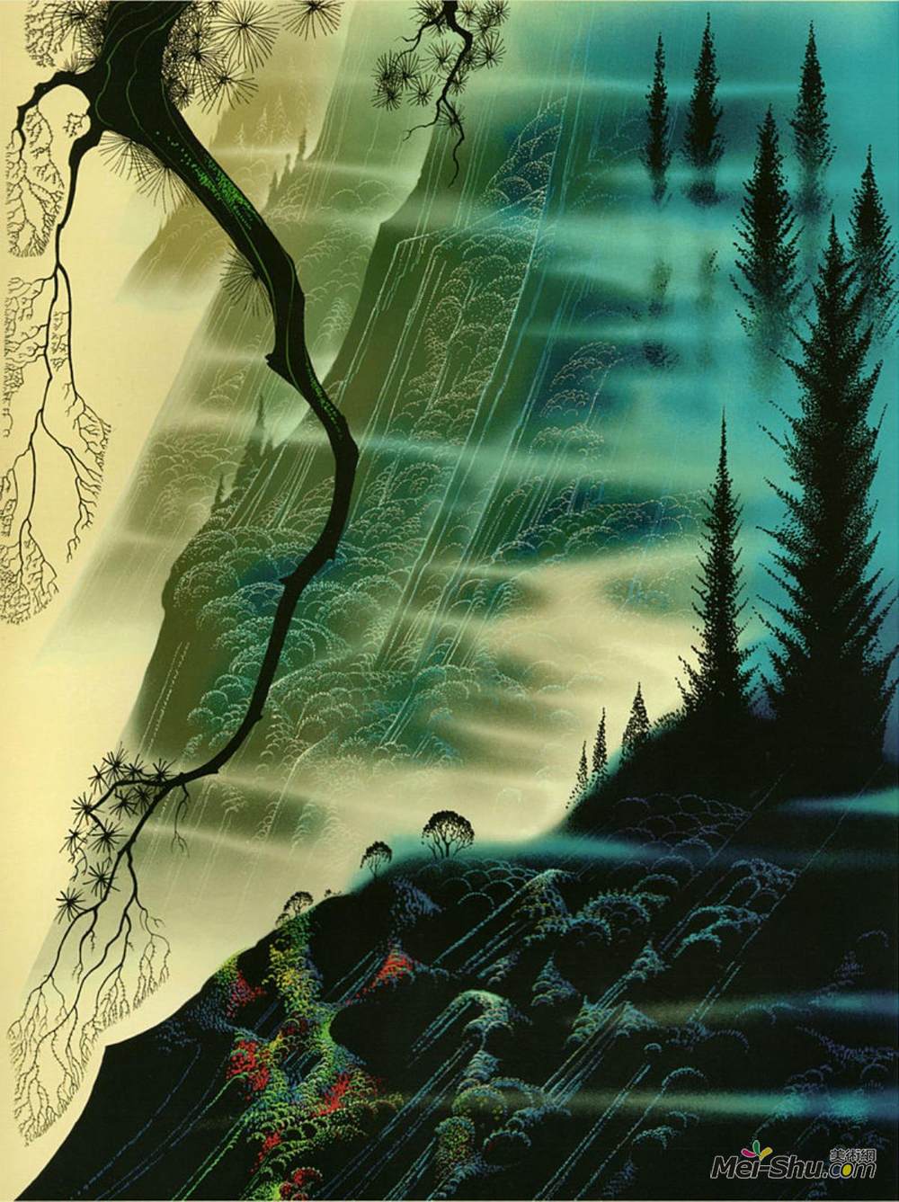 艾文·厄尔(Eyvind Earle)高清作品《海崖和红杉》