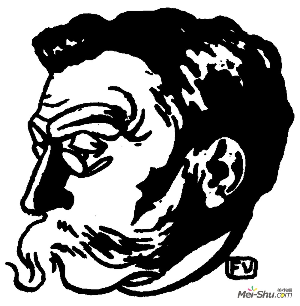 费利克斯·瓦洛顿(Felix Vallotton)高清作品《比利时诗人维哈伦画像》