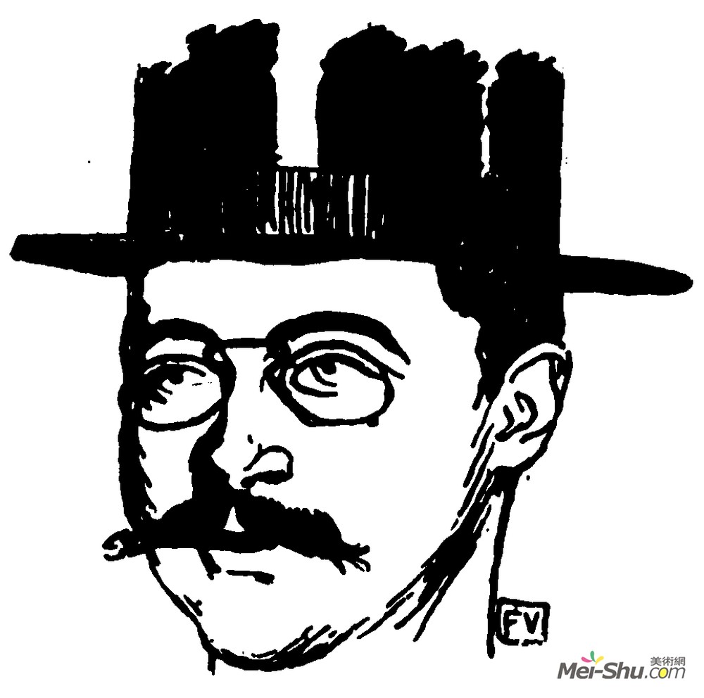 费利克斯·瓦洛顿(Felix Vallotton)高清作品《法国作家和诗人阿道夫雷特和安培的肖像》