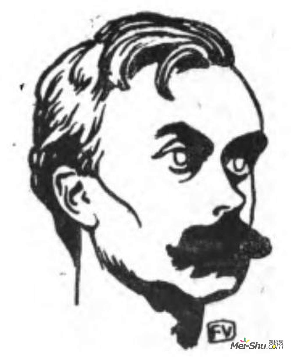 费利克斯·瓦洛顿(Felix Vallotton)高清作品《法国作家勒庞的画像》