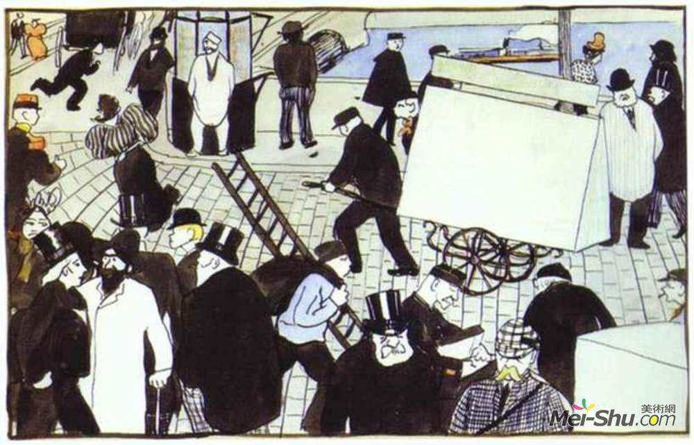 费利克斯·瓦洛顿(Felix Vallotton)高清作品《街景》
