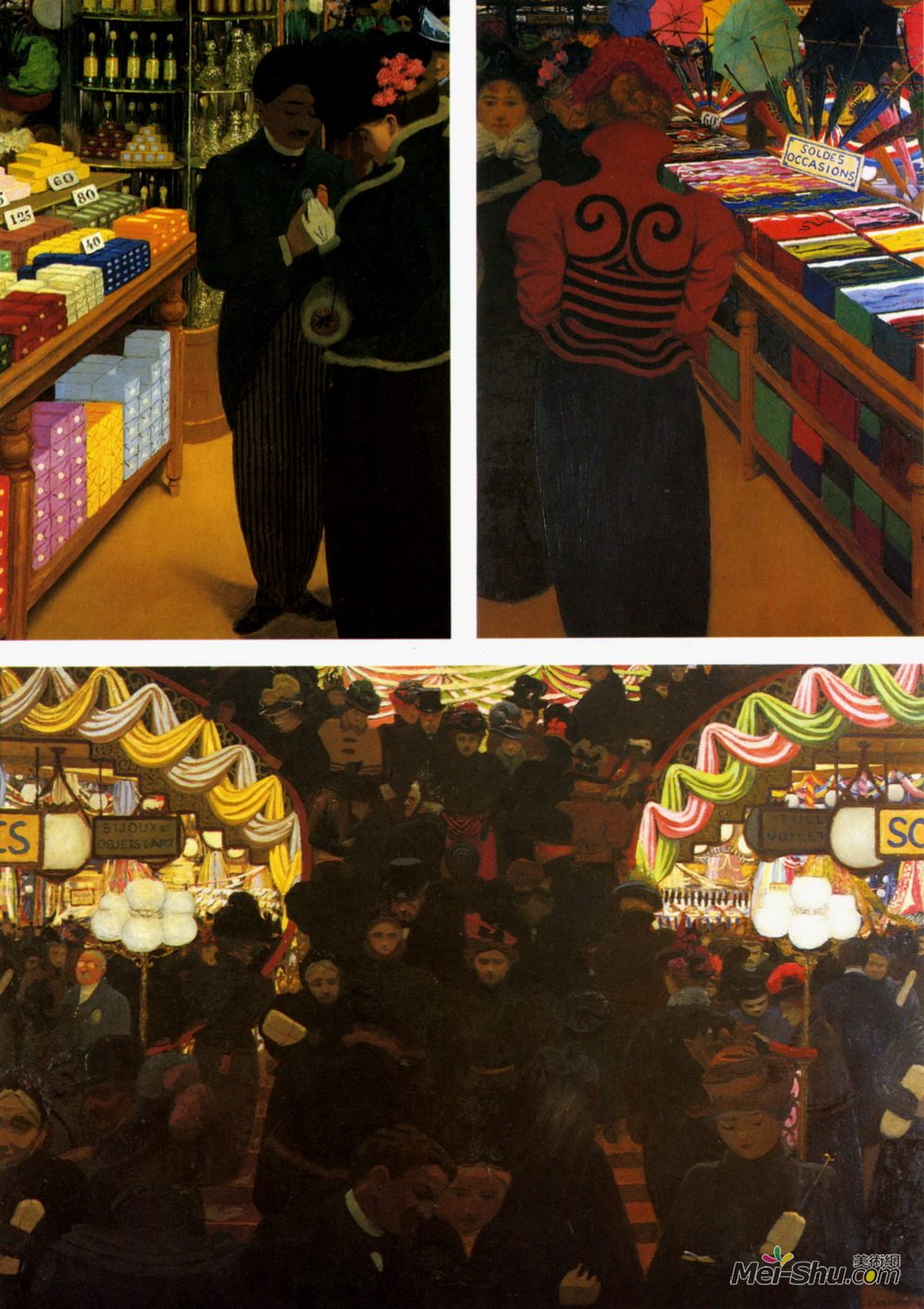 费利克斯·瓦洛顿(Felix Vallotton)高清作品《好市场（三联画）》
