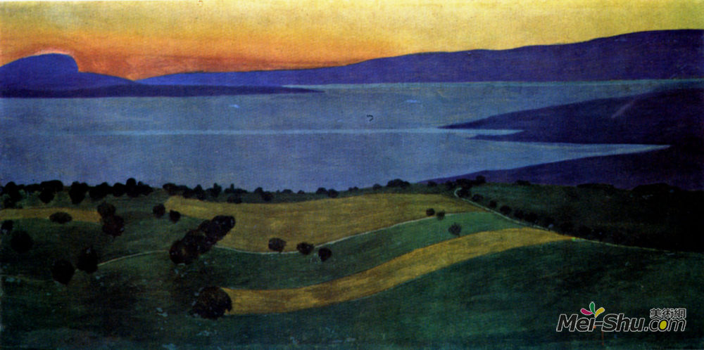费利克斯·瓦洛顿(Felix Vallotton)高清作品《莱曼湖，傍晚的影响》