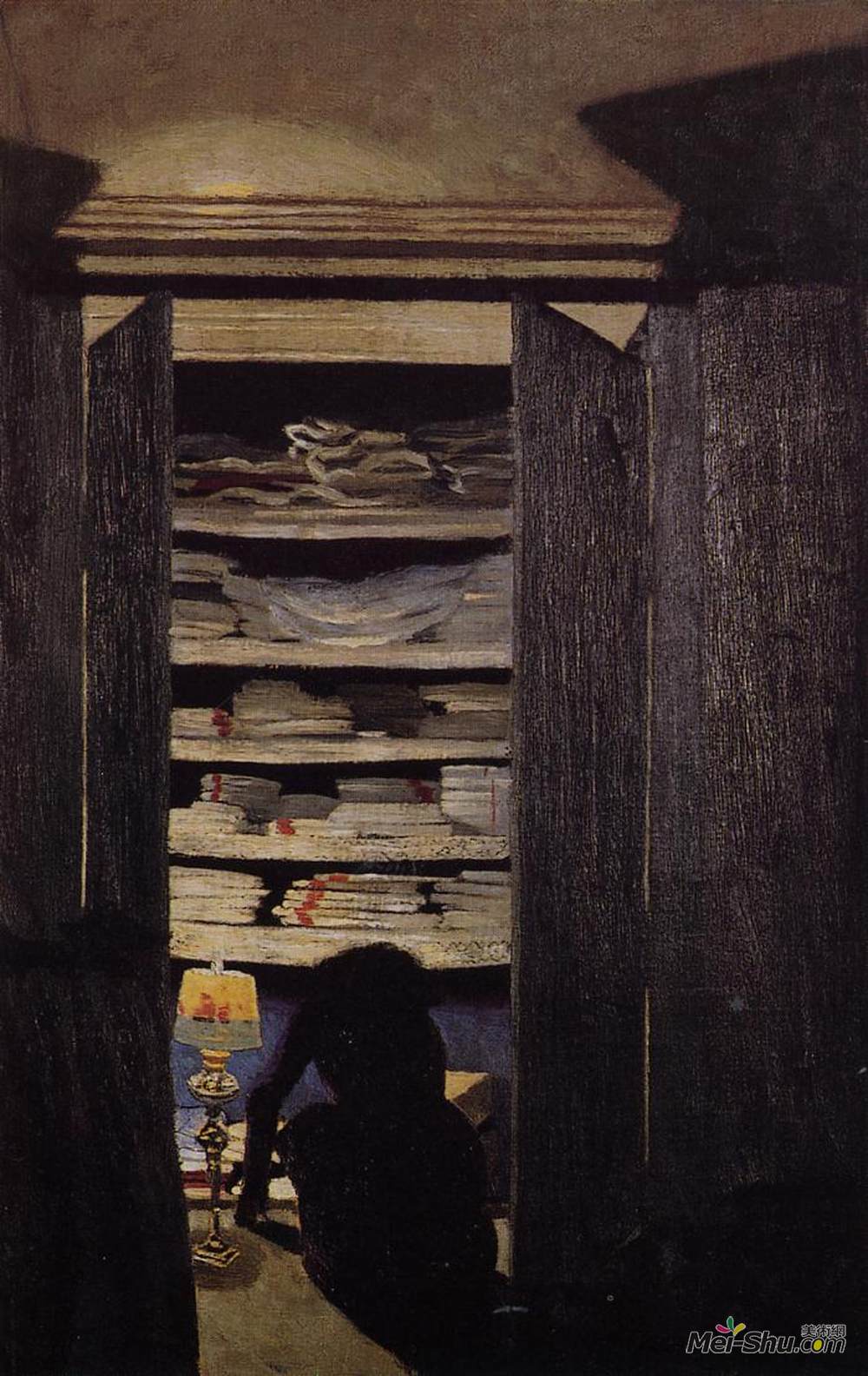费利克斯·瓦洛顿(Felix Vallotton)高清作品《从柜子里寻找的女人》