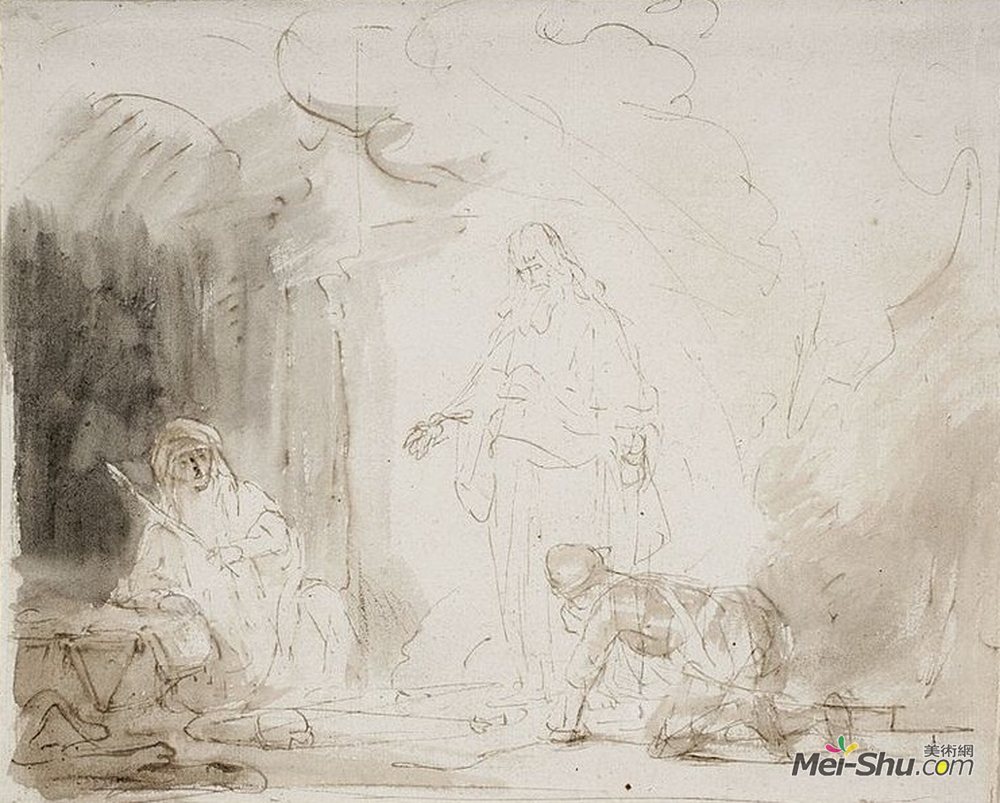 费迪南德·波尔(Ferdinand Bol)高清作品《塞缪尔在女巫面前出现在撒乌耳面前》