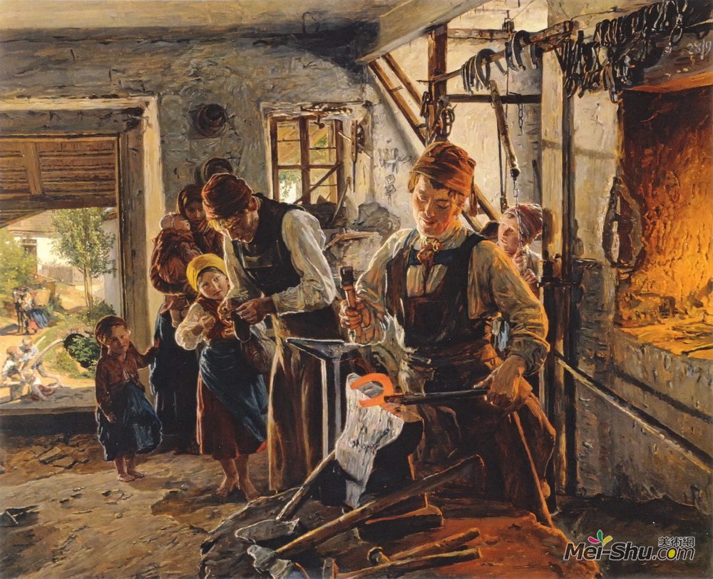 费尔迪南德·乔治·瓦尔特米勒(Ferdinand Georg Waldmüller)高清作品《在铁蹄上》