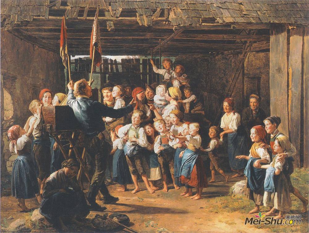 费尔迪南德·乔治·瓦尔特米勒(Ferdinand Georg Waldmüller)高清作品《偷窥秀》