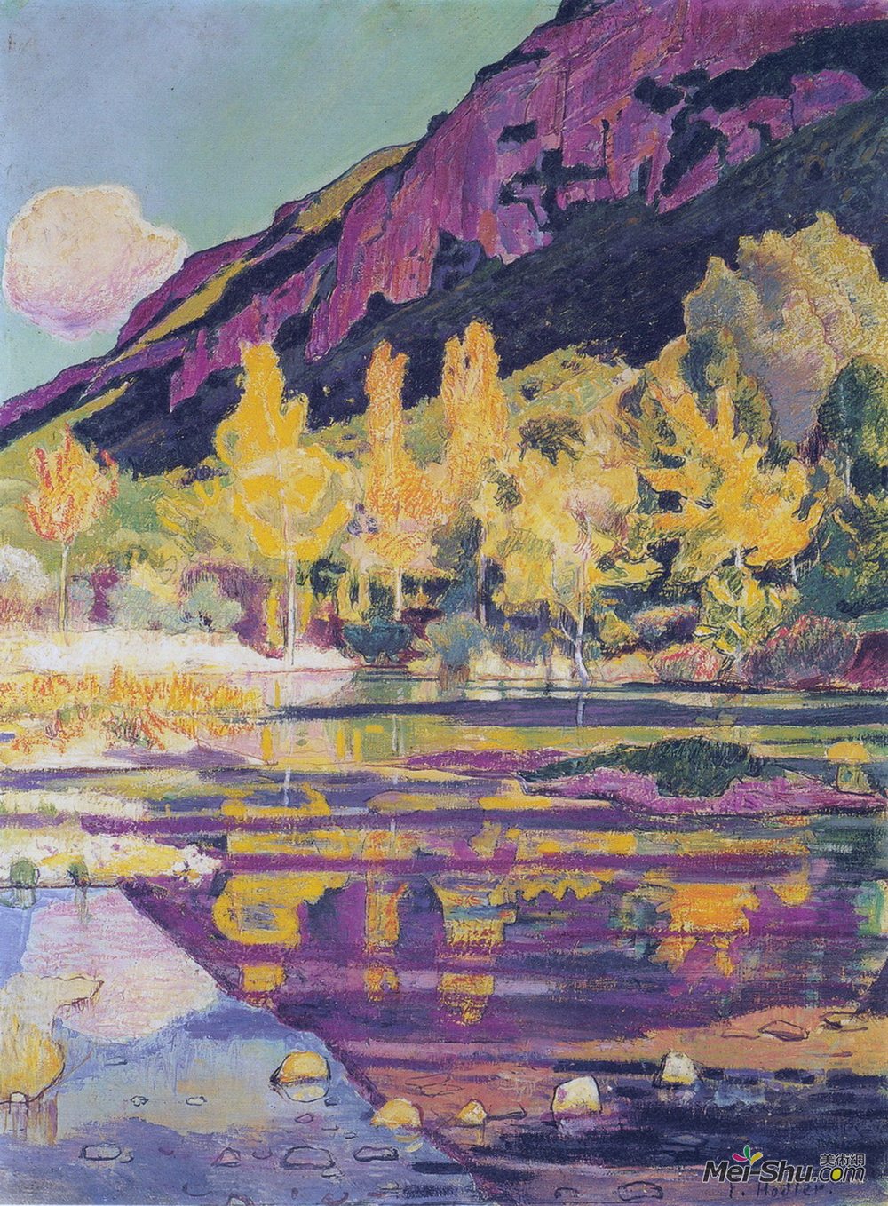 费迪南德·霍德勒(Ferdinand Hodler)高清作品《At the foot of the Petit Saleve》