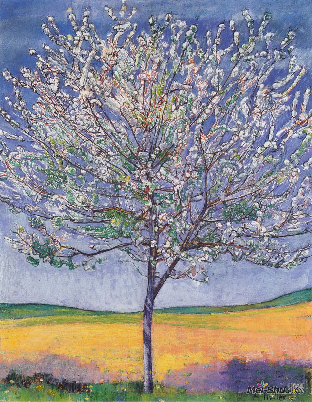 费迪南德·霍德勒(Ferdinand Hodler)高清作品《盛开的樱花树》