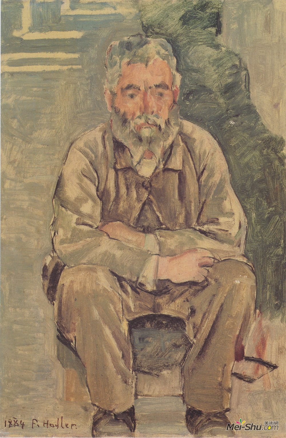 费迪南德·霍德勒(Ferdinand Hodler)高清作品《坐着胡子的男人》