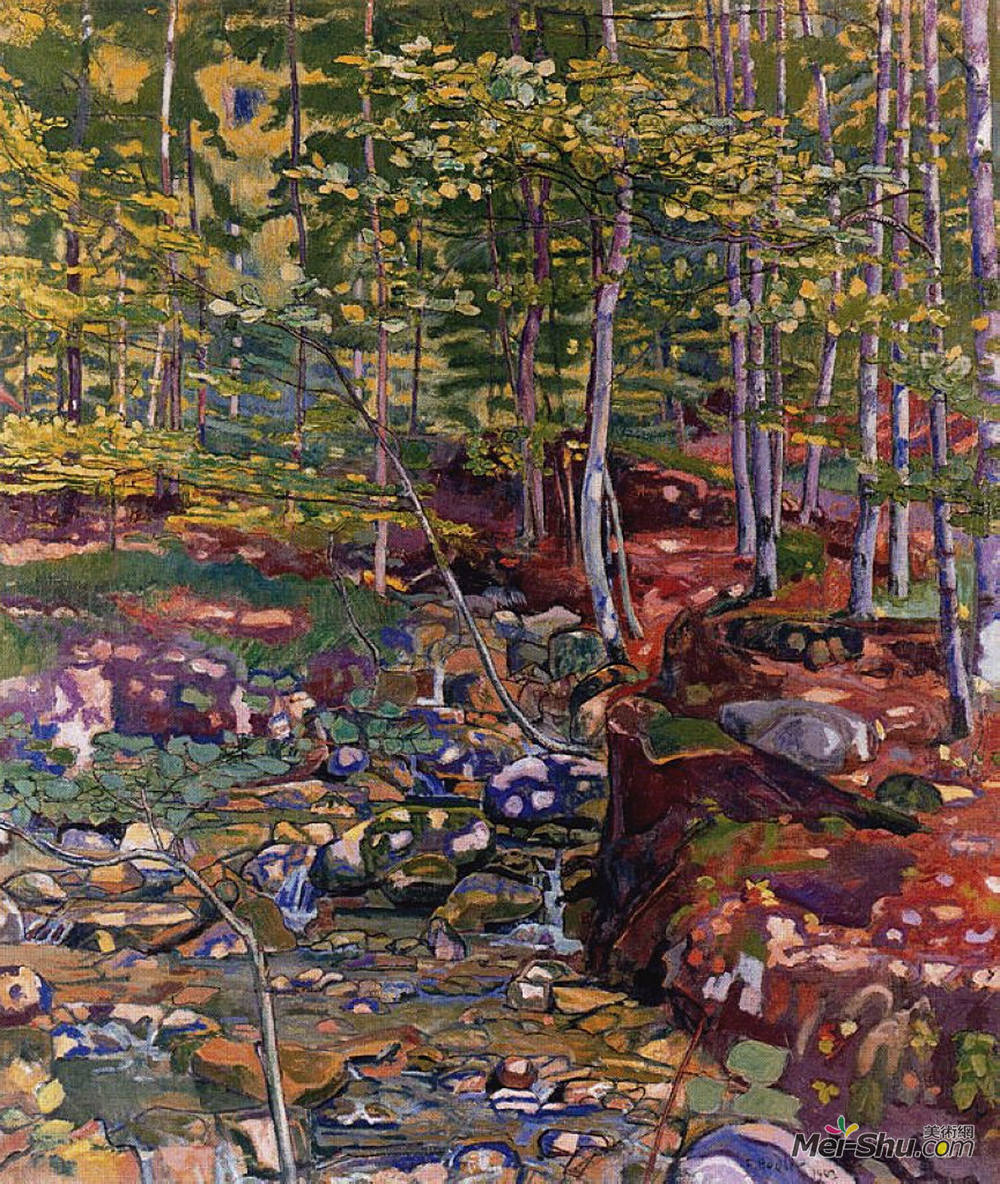 费迪南德·霍德勒(Ferdinand Hodler)高清作品《赖兴巴赫附近的森林》