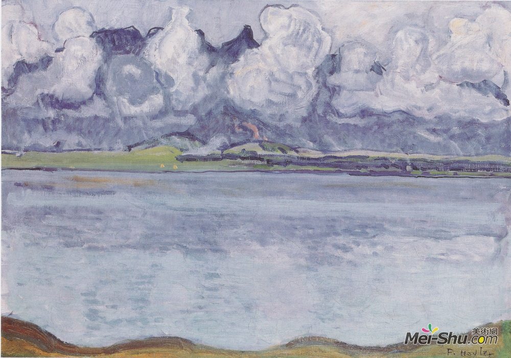 费迪南德·霍德勒(Ferdinand Hodler)高清作品《Thun, Stockhornkette, in clouds》